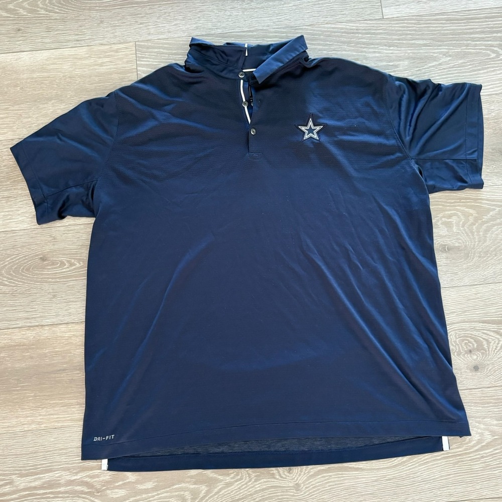 Nike Dri Fit Mens Navy Blue Dallas Cowboys On Field NFL Polo Shirt Size 3XL